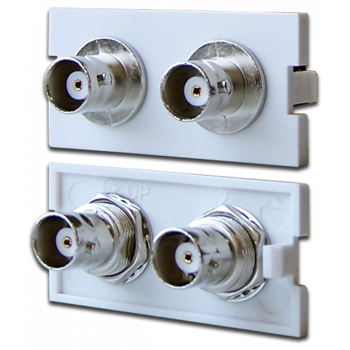 Modular insert with two BNC adapters for LAN-MB box, white